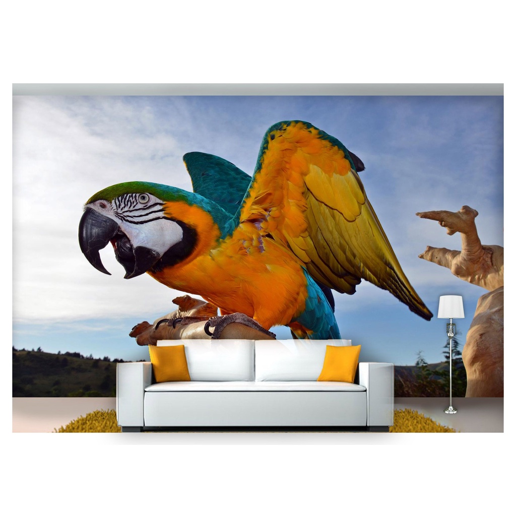 papel de parede Animais Arara céu paisagem 3D 7,5m² ANM124