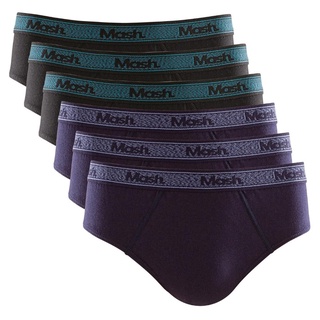 Kit com 6 Cuecas Mash Slip Modelo Tradicional em Algodao Cotton Original Masculina