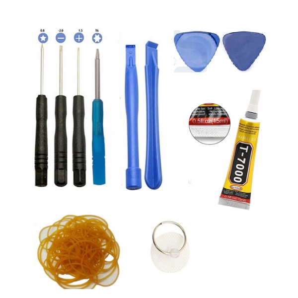 Kit P/troca De Tela De Celular + Cola T7000 110ml + Elásticos  para Fixação  troca e reparos de celulares, tablets