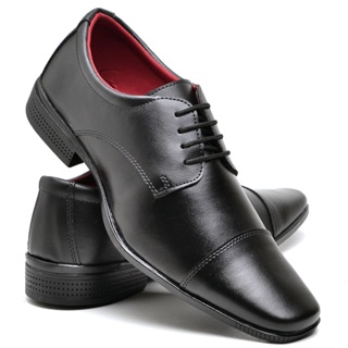 Sapato Social Masculino Preto Fosco com Cadarço e Detalhe no Bico em Oferta na Shopee