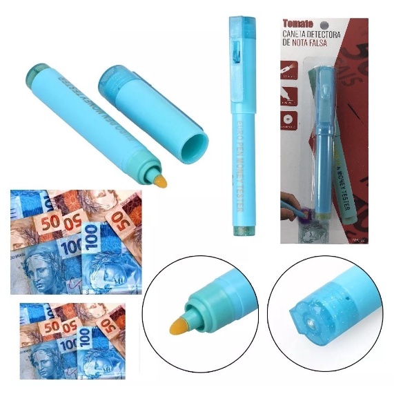 Caneta Detectora Nota Falsa Lanterna Luz u. V Tomate MYC-02 Pronta Entrega