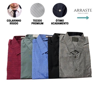 Kit 5 Camisa Social Masculina Manga Curta Sortidas Promoção Blusa Masculina Social Cores Sotidas Camiseta Social Masculina Cores Aleatórias em Oferta na Shopee