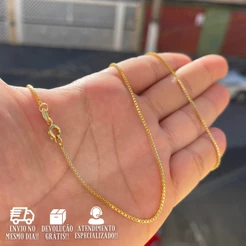 Corrente Masculina De Ouro Veneziana 1mm 60cm Banhada a Ouro 24k Cordão C/Garantia