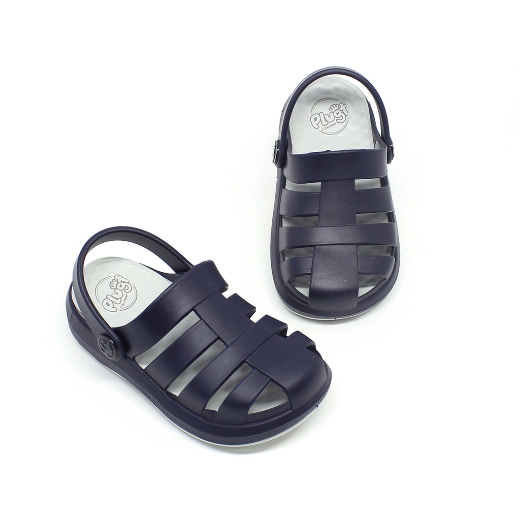 Detalhes do Babuche Sandália Chinelo Papete Infantil Plugt Menino Pop Azul Marinho E Gelo