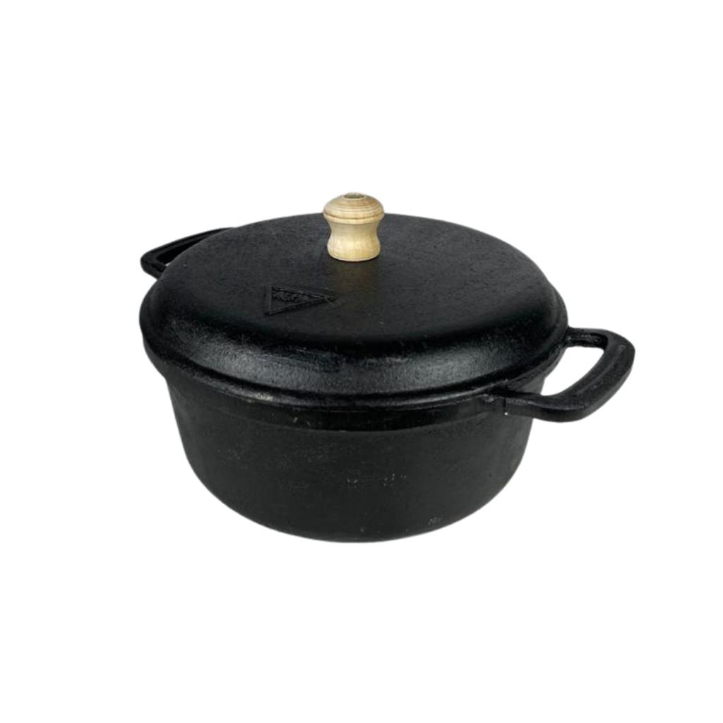 Panela Cacarola e Tampa de Ferro 1,7 Litros N? 18 Resistente Para Churrasqueira E Fogareiro Caçarola Para Decoração Área Gourmet