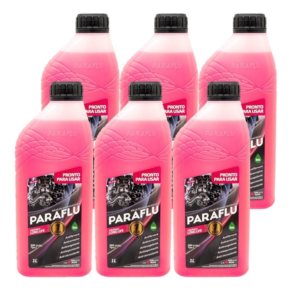 Kit 6 Aditivo Pronto Uso Para Radiador Rosa Paraflu - 6L