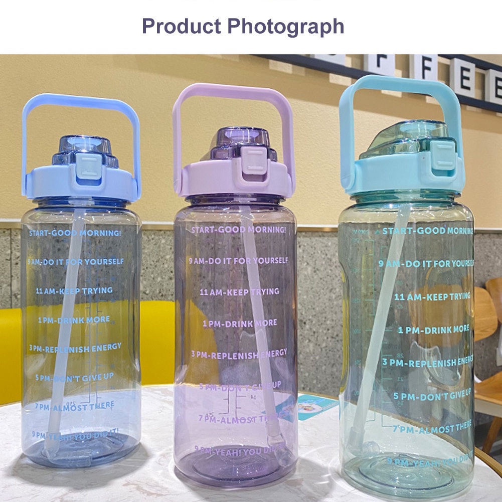 3000 ml water bottle with straw