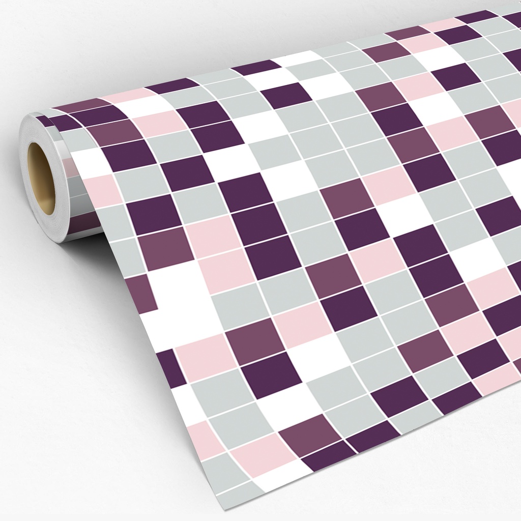 Papel de Parede Adesivo Lavável Pastilhas Azulejo Para Cozinha e Banheiro Roxo Lilás 3D - Pro Decor