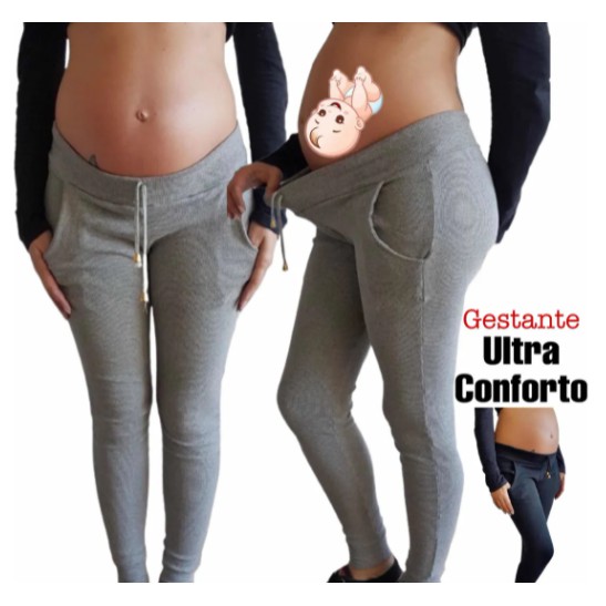 Calça Gestante Algodão C/ Elastano Grávida Ultra Confortável