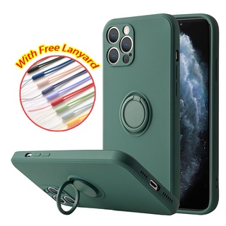 Capa De Silicone Líquido Com Suporte Anel Magnético Para Iphone 11, 12 Pro Max