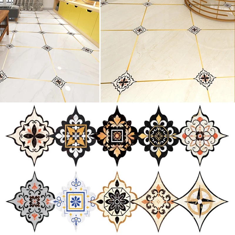 18 Pçs Adesivos De Piso De Pvc Autoadesivo / Azulejo / Cerâmica / À Prova D 'Água / Diagonal