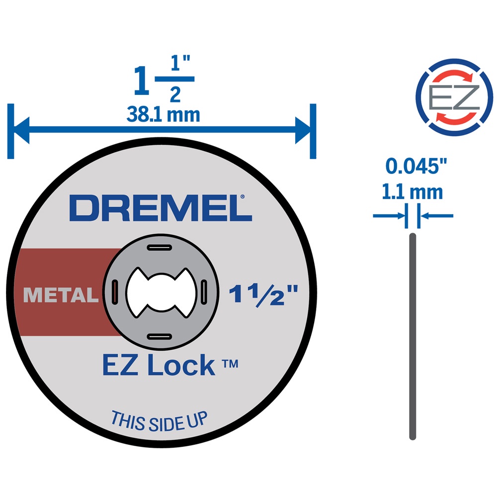 Detalhes do Kit Discos de Corte 38mm Dremel EZ456 com 5 Peças Ez Lock