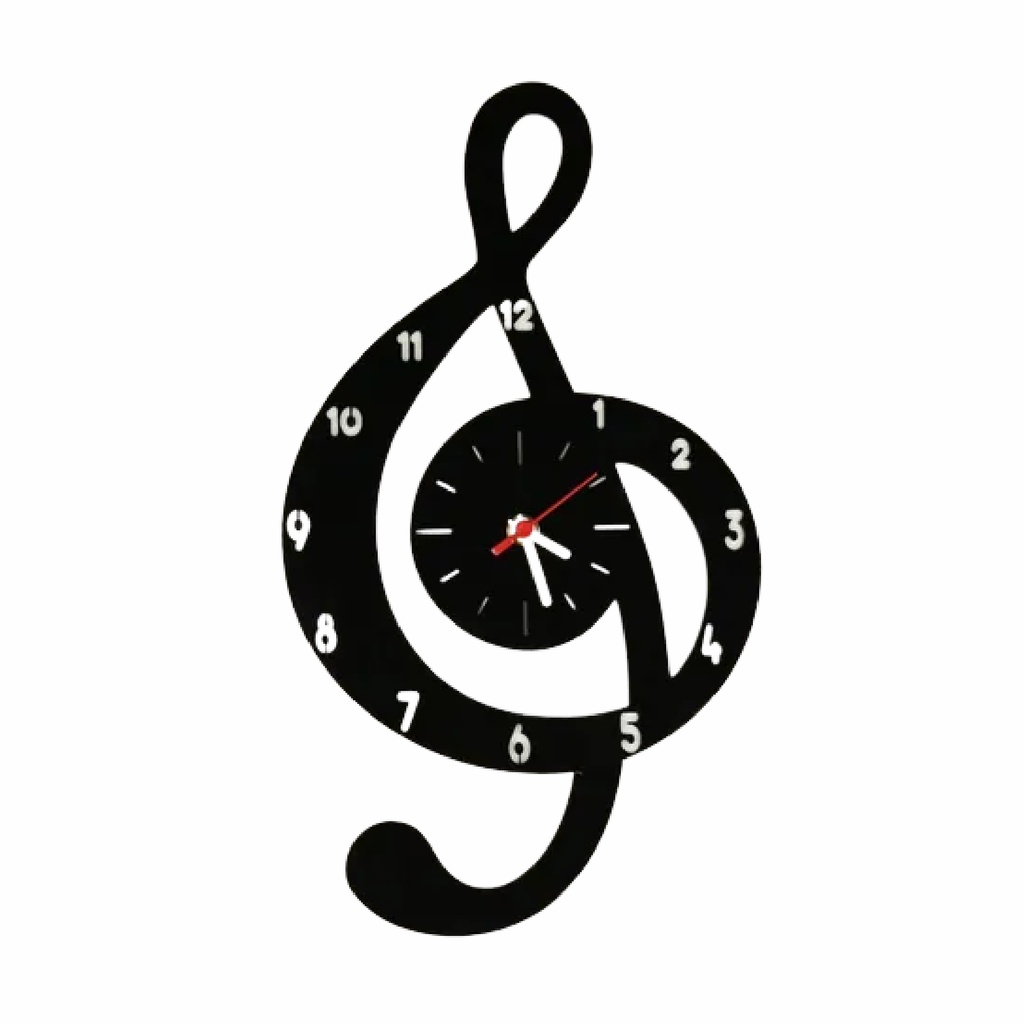 Relógio Clave De Sol Mdf Com Pêndulo Músico Musicista