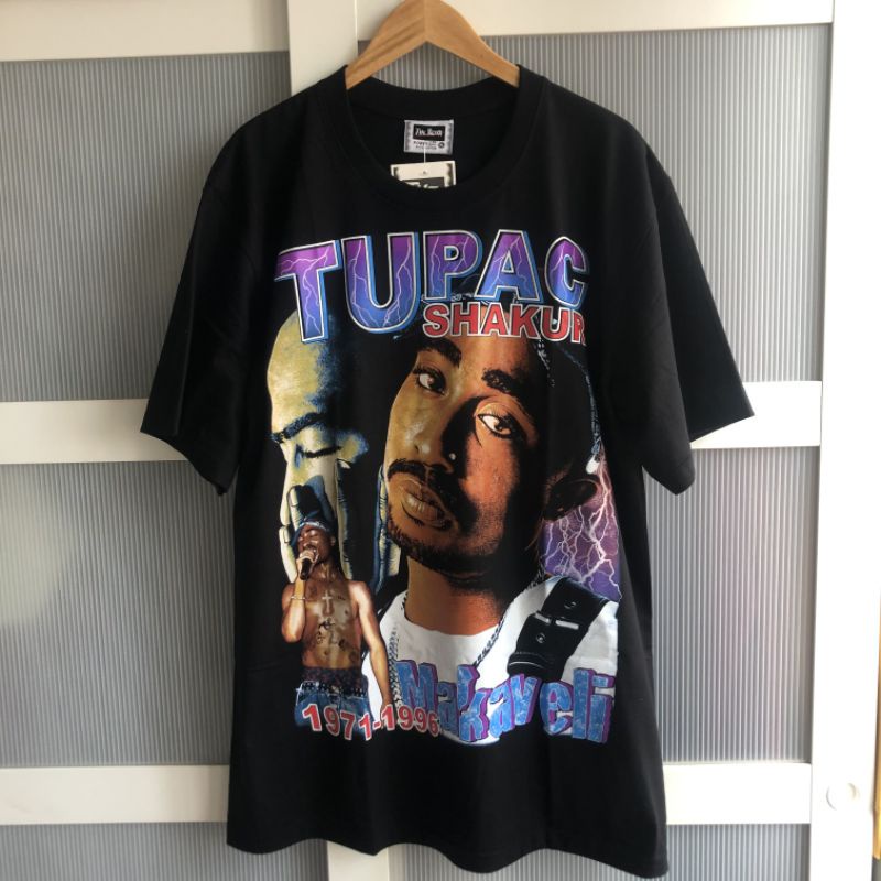 2PAC Camiseta Masculina Tupac Shakur West Coast Hip-hop Rap Com Manga Curta