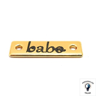 Etiqueta tag personalizada 2.4×0.8 cm de metal com furos laterais 20 unidades