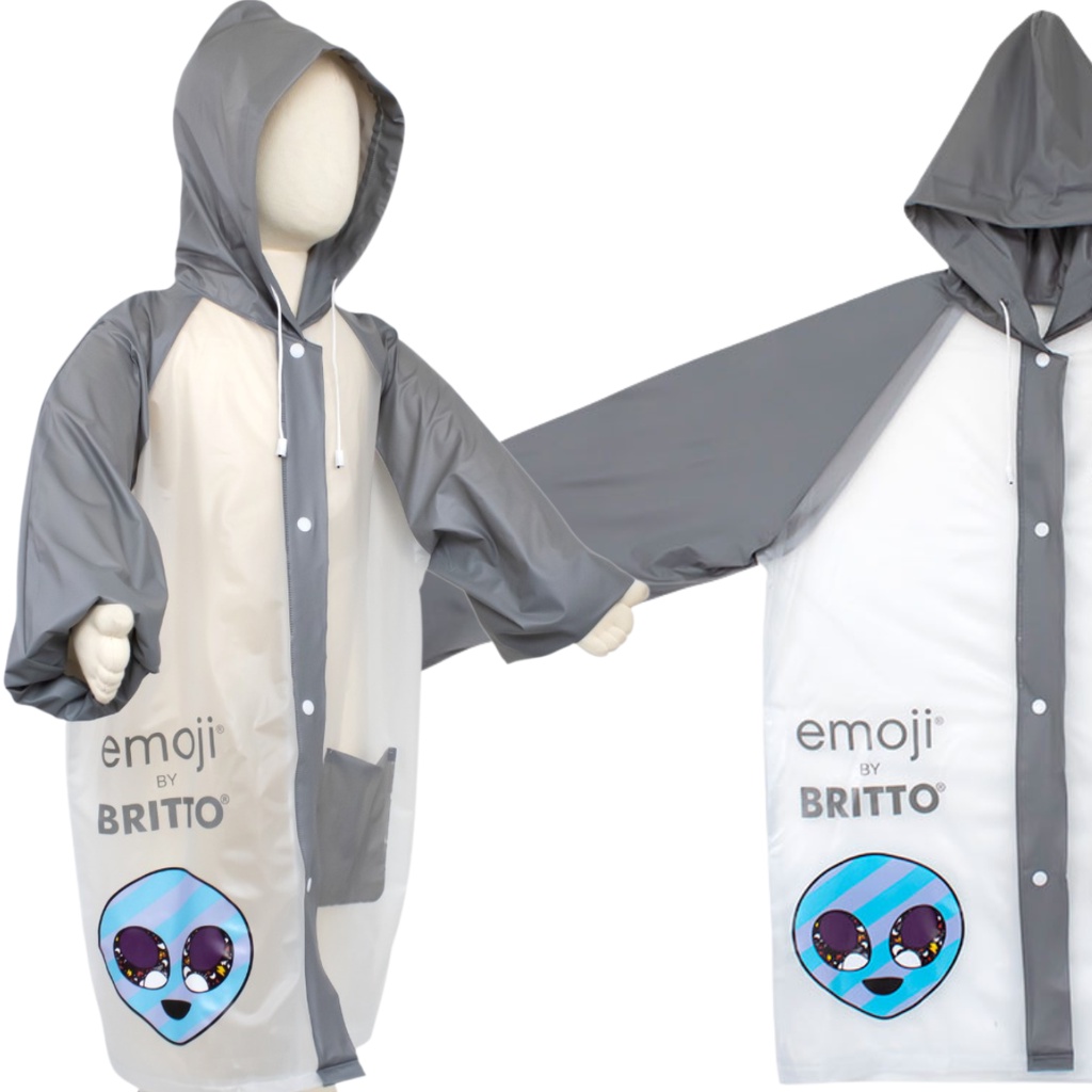 Capa De Chuva Infantil Meninos Cinza Et Alien Impermeável