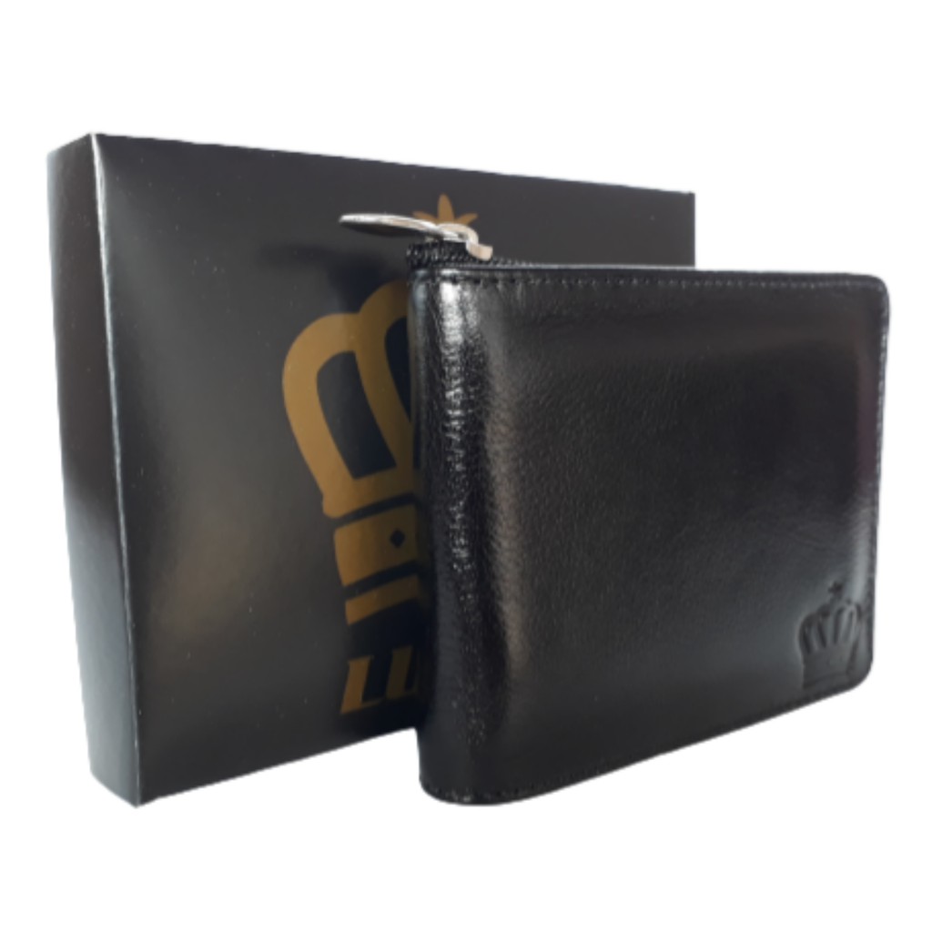 Carteira Masculina De Couro Com Ziper moderno Cartão Documentos Luxxo