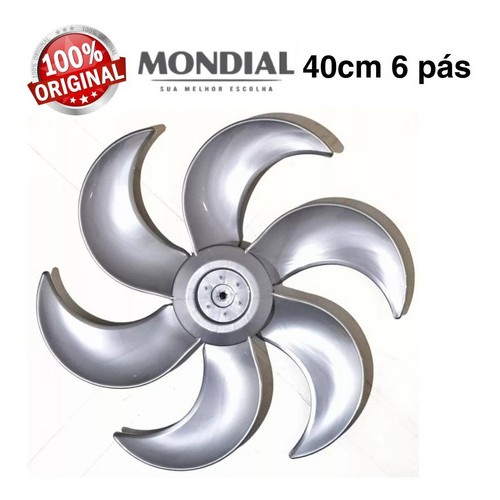 Hélice Ventilador Mondial Nv-45 ou Nv-75 ou Bravio ou Maxxi Power 40cm 6 Pás Original - Cinza