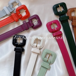 cinto feminino 2cm fino de couro sintetico colorido vares cores moda