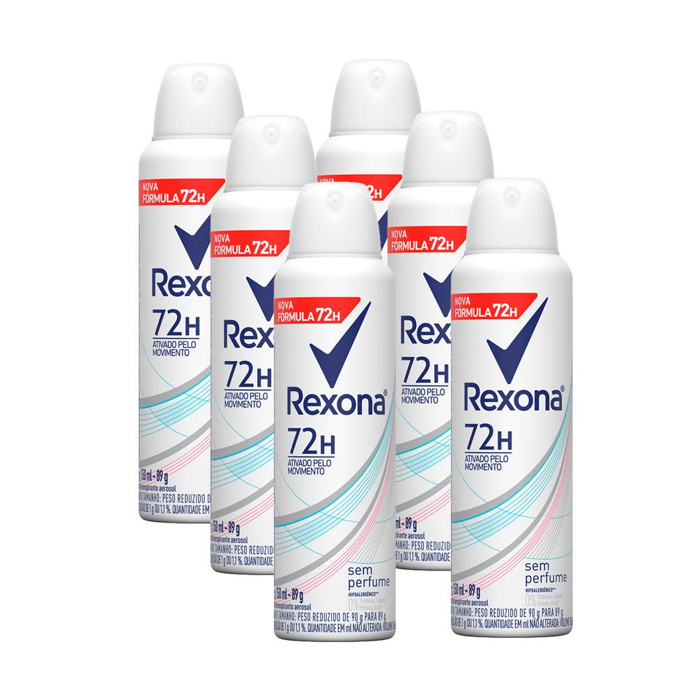 Kit 6 Desodorante Rexona Motionsense Antitranspirante Aerossol sem Perfume 150ml - Beauty