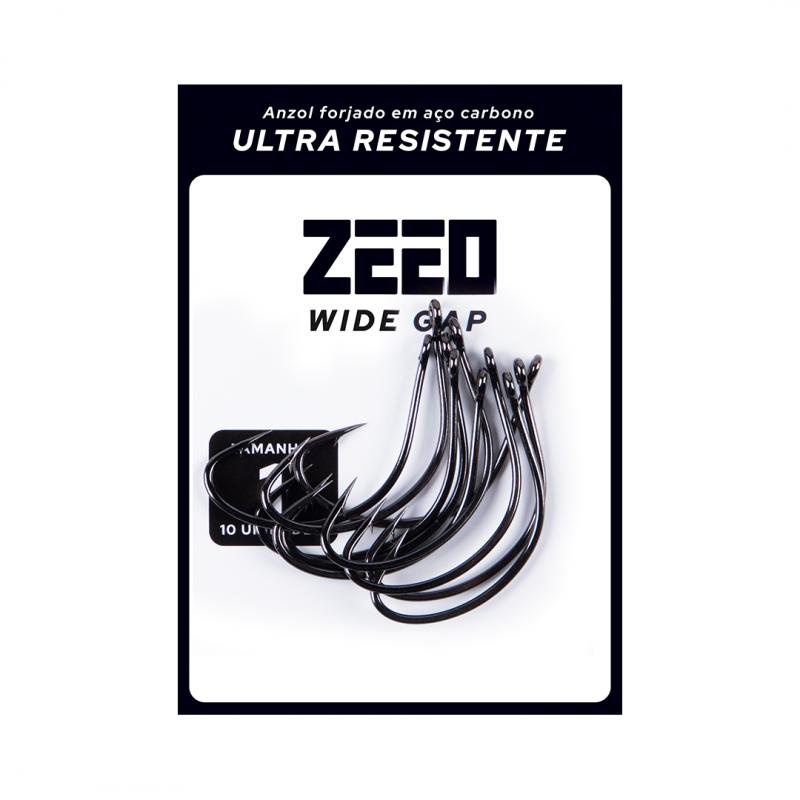 Anzol Pesca Zeeo Wide Gap Black 10 Unidades - Número 02