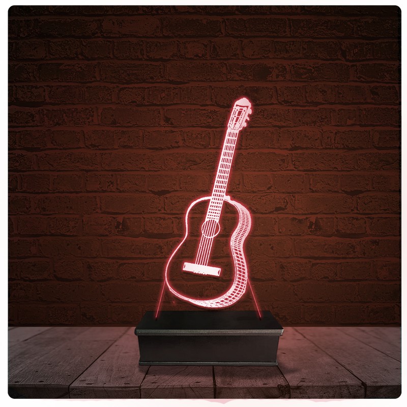 Abajur Luminária Acrílico Led - Violão Clássico Música