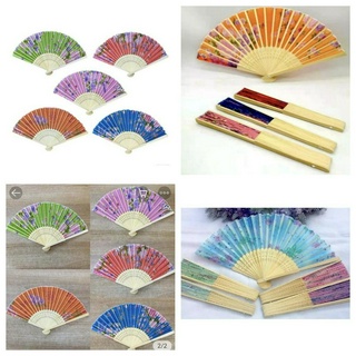 Kit 12 Leque de Bambú Madeira para Festa Oriental Abanador Lembrancinha de Casamento Tecido Estampas Flores