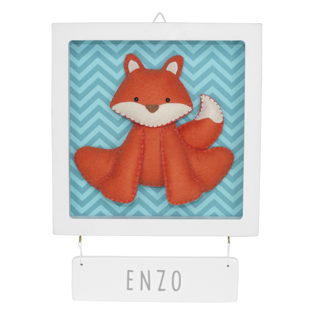 Enfeite Maternidade Raposa Turquesa Chevron Moderno Bebê