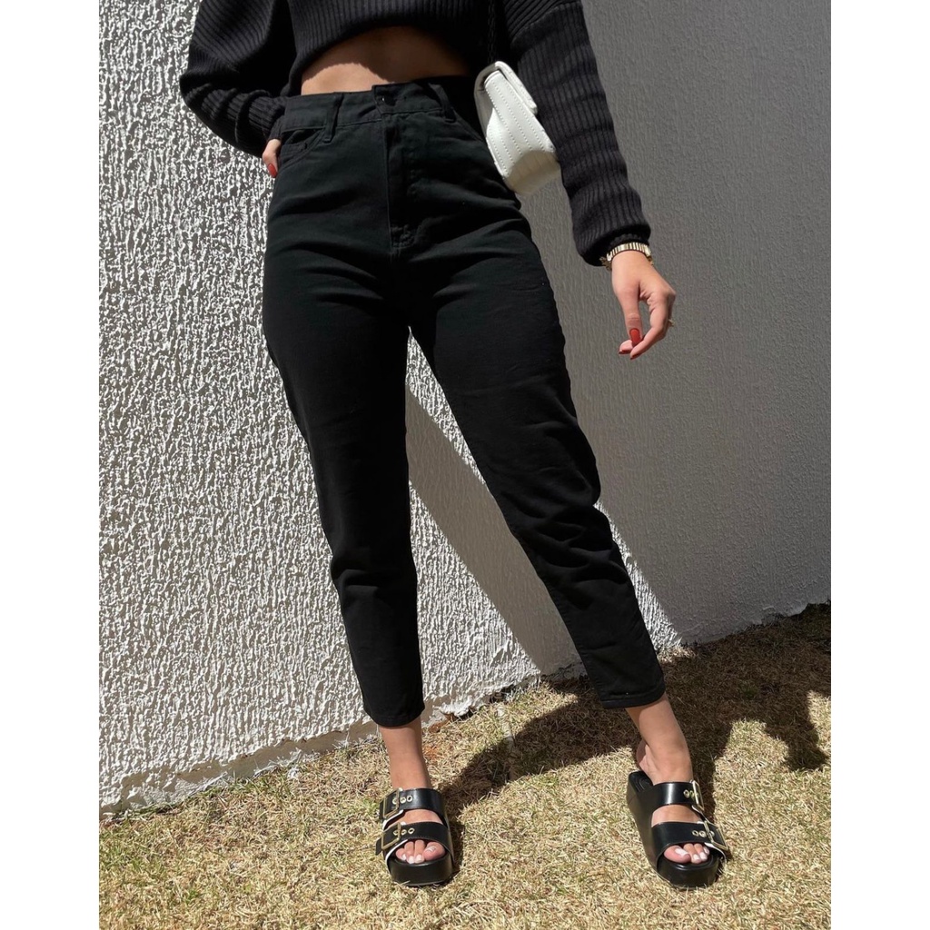 Calça Mom Preta Vintage