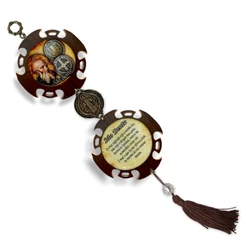 Medalha de São Bento Adorno de Porta Madeira Resinada 37cm