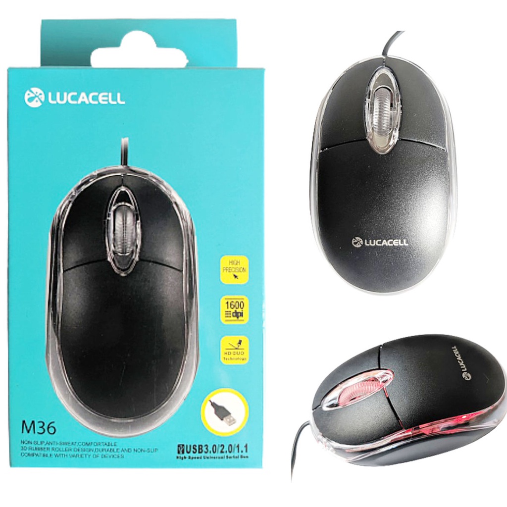 Mouse 1600dpi Para Escritório, Gamer, Notebook, Led Vermelho, Lucacell M36