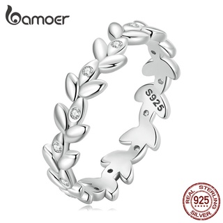 Anel De Dedo De Prata Bamoer 925 Para Mulheres Moda Simples Joalheria