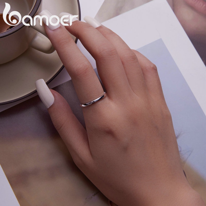 Detalhes do Bamoer Rings Anel De Dedo De Prata 925 Simples Acessório De Moda Jóias Presente Para Mulheres