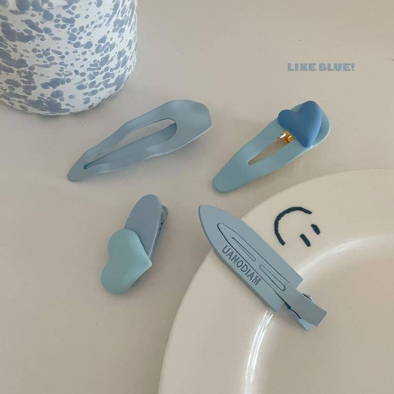 T Textura com Stick Heavy Industry Metal Coreano INS Blue Series Love Duckbill Clip Bangs Broken Hair Clip Acessórios de Cabelo Cabeleireiro Menina Jóias Clip