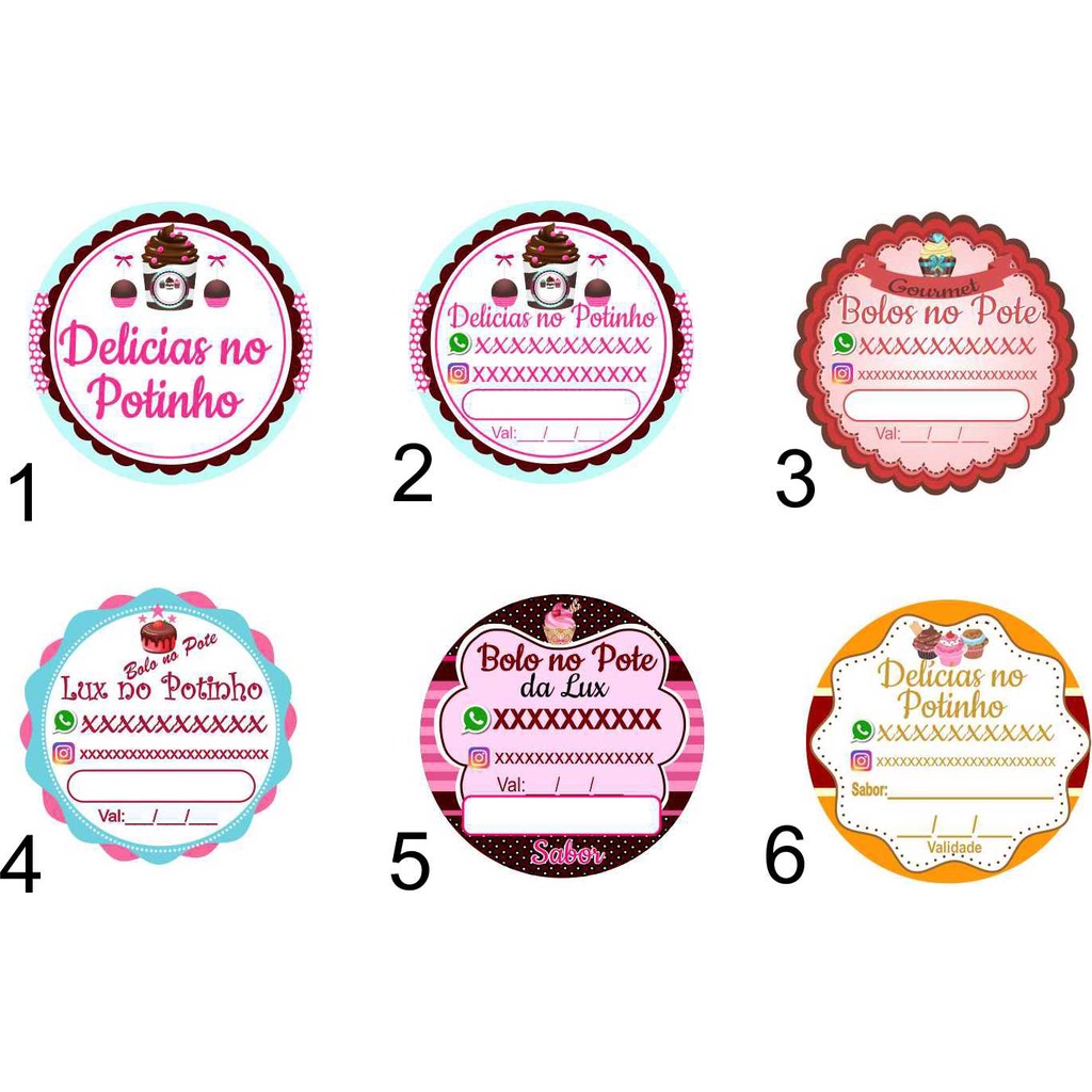 1000 Tags para bolo no pote delicias no potinho etiqueta adesivas tag 3x3cm em Oferta na Shopee