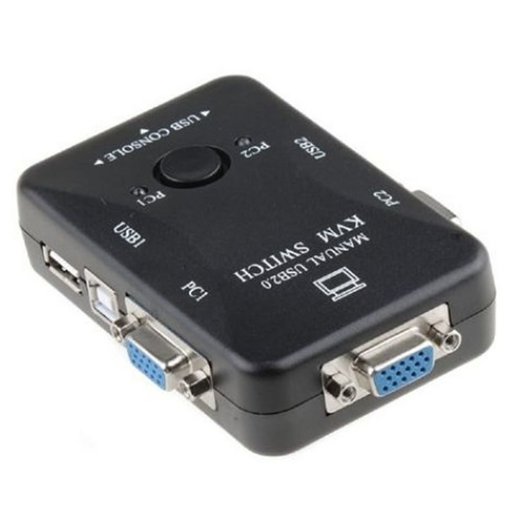 Chaveador KVM 02 portas USB 2.0(teclado+video+mouse), não acompanha cabo.