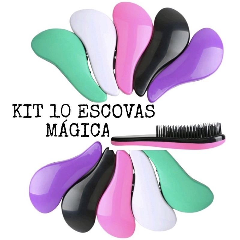 Kit 10 Escovas Magicas Desembaraçadora Profissional Atacado Revenda em Oferta na Shopee