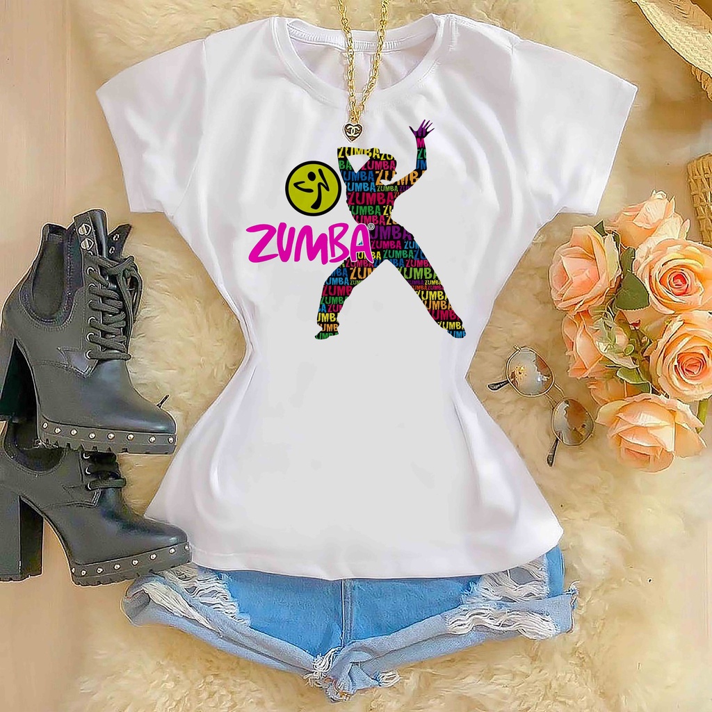 Tshirts feminina poliéster - Zumba em Oferta na Shopee