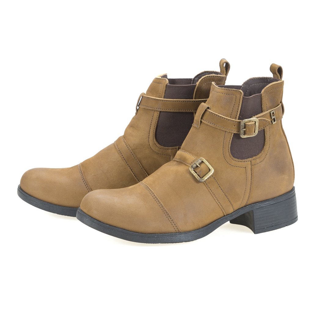 Bota Coturno Feminino Kely em Couro SIlva&Silva Caqui Lançamento