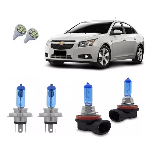 Kit Lâmpada Super Branca 8500k + Led Cruze 2011 À 2014