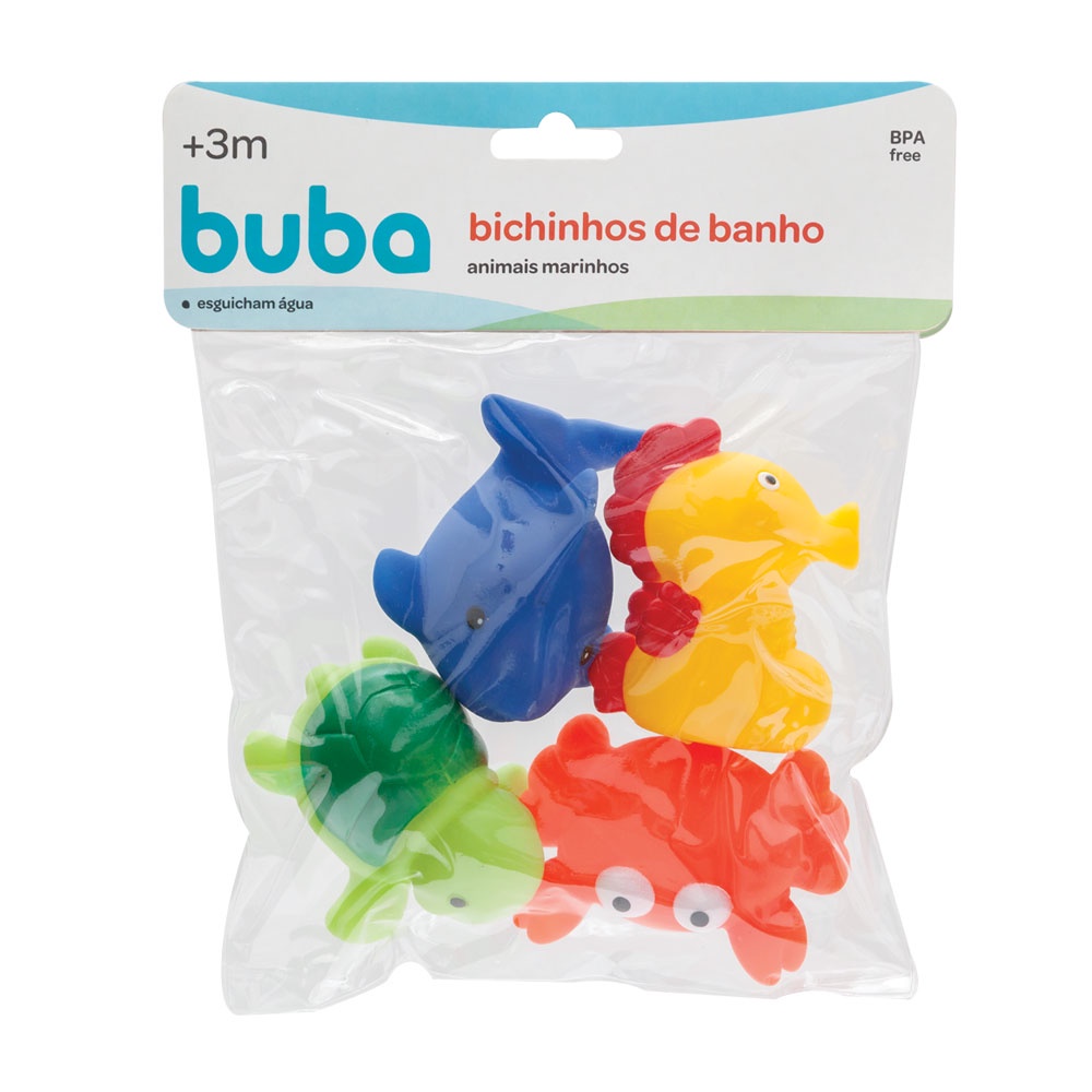 Kit Bichinhos para Banho Animais do Mar Buba Colorido