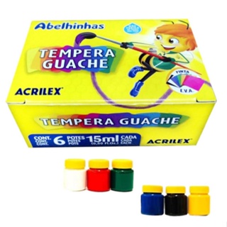 Tinta Guache Lavável 6 Cores - Acrilex em Oferta na Shopee