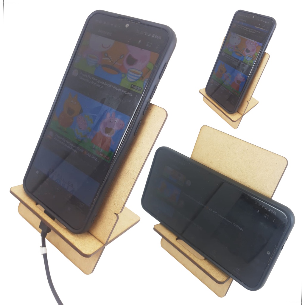 Kit 10 Porta Celular Universal Smartphone Suporte De Mesa MDF