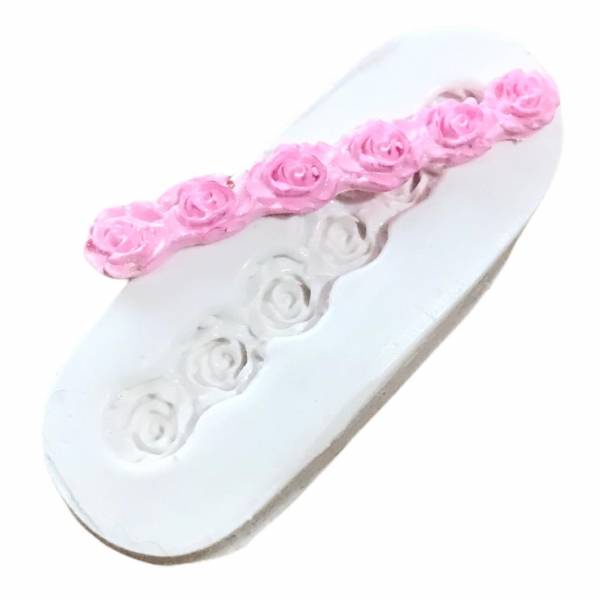 Molde De Silicone para Biscuit Artesanato e Confeitaria Cordão Mini Rosas 039