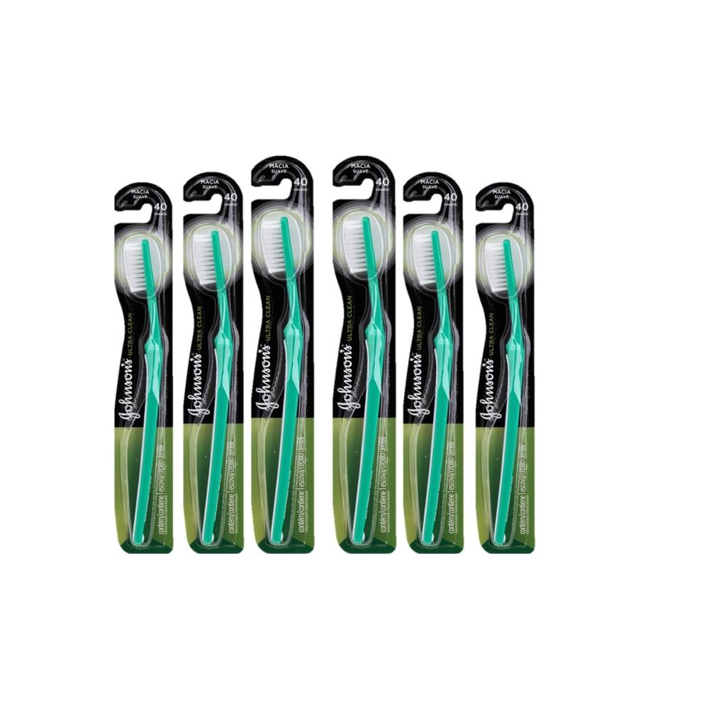 Kit com 6 Escovas Dental J&J Reach Ultra Clean Macia 40 em Oferta na Shopee