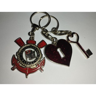 Kit De Chaveiro De Metal De Coração Vermelho E Time Do Corinthians