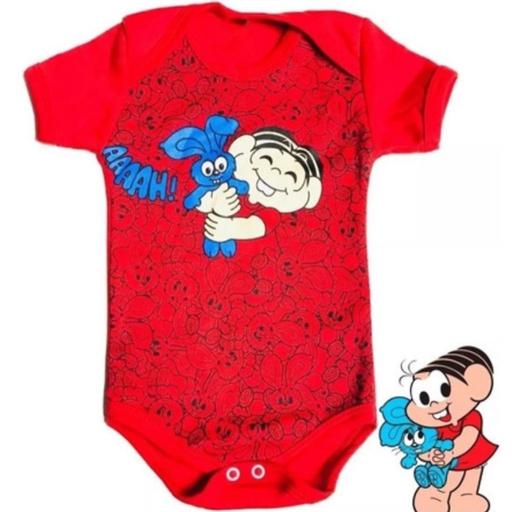 Body Bebê Temático Turma da Mônica Mesversário (Mônica, Cebolinha, Magali e Cascão)