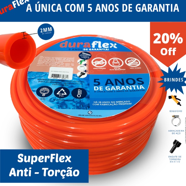 Mangueira de Jardim DuraFlex Siliconada Kit Completo - 5 Anos Garantia