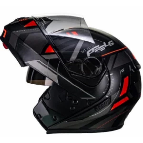 Capacete Moto Robocop Escamoteável Peels Urban Dynamic U-RB2 Viseira Solar Preto Fosco e Vermelho N58