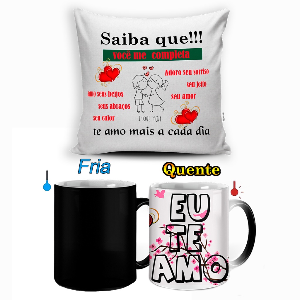 Almofada 40x40 + Caneca Magica Mundo Dos Namorados #11